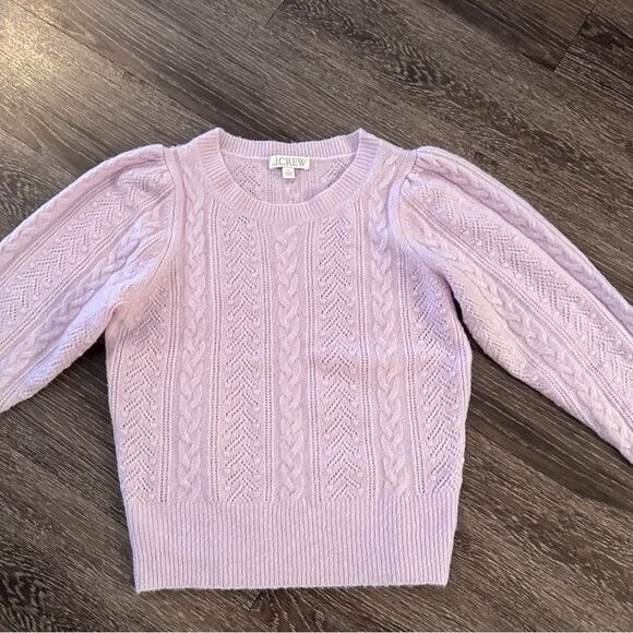 J. Crew Lavender Pointelle Puff Shoulder Sweater - Picture 3 of 7